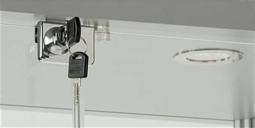 29" Glass Display Case W/ 5 Shelves, Top Lights, Wheels, Hinged Door - Silver - Image 6