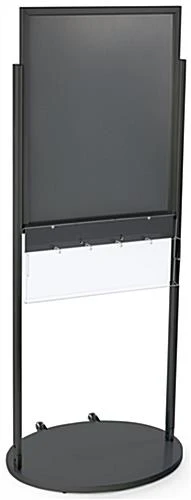 22x28 Poster Floor Stand, 4"/8.5"w, 3/5 Pockets, Double Sided, Wheels - Black