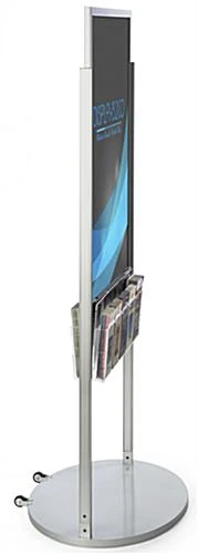 24x36 Poster Floor Stand, 4"/8.5"w, 6/10 Pockets, Double Sided, Wheels - Silver - Image 3