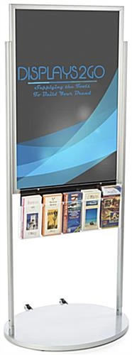 24x36 Poster Floor Stand, 4"/8.5"w, 6/10 Pockets, Double Sided, Wheels - Silver - Image 2