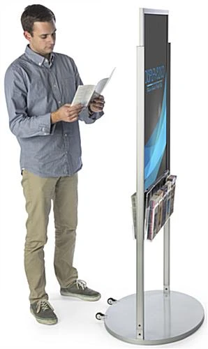 24x36 Poster Floor Stand, 4"/8.5"w, 6/10 Pockets, Double Sided, Wheels - Silver - Image 7