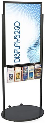 24x36 Poster Floor Stand, 4"/8.5"w, 3/5 Pockets, Double Sided, Wheels - Black - Image 2