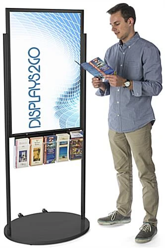 24x36 Poster Floor Stand, 4"/8.5"w, 3/5 Pockets, Double Sided, Wheels - Black - Image 6