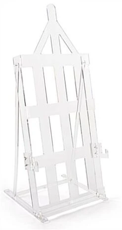 Acrylic Display Easel For Floor, H Frame Design, Height Adjustable Hooks - Clear