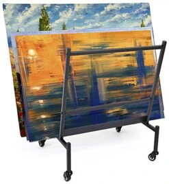 Mobile Art Display Rack, Holds Up To (50) 24" X 36" Art Protectors - Black