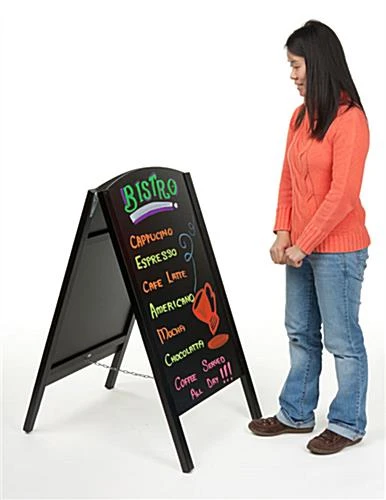 21 X 34 Write-On Board A-Frame, Chalk & Wet Erase, Double Sided - Black - Image 4