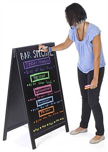 24 X 36 Write-On Board A-Frame, Chalk & Wet Erase, Double Sided - Black - Image 3