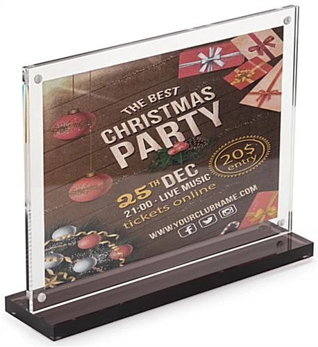 7 X 5 Tabletop Acrylic Sign Holder, Magnetic Closure, Smoke Base – Clear - Image 2