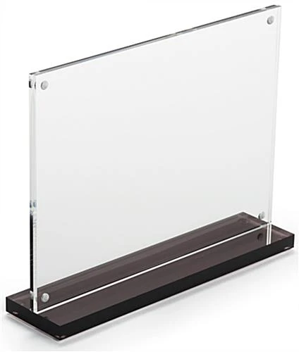 7 X 5 Tabletop Acrylic Sign Holder, Magnetic Closure, Smoke Base – Clear