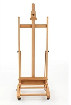24.75" Wood Studio Easel For Floor With Tilt, Adjustable Shelf, Wheels - Natural
