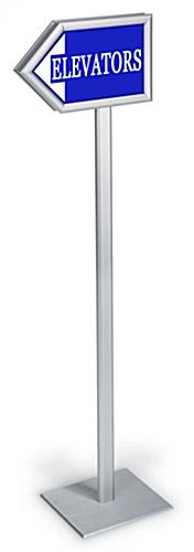 8.5 X 11 Arrow Sign Stand For Floor, Snap Open, Double Sided - Silver