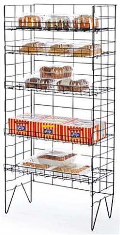 25.25”w Bakery Display Rack W/ 5 Adjustable Wire Shelves - Black