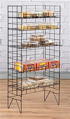 25.25”w Bakery Display Rack W/ 5 Adjustable Wire Shelves - Black - Image 4