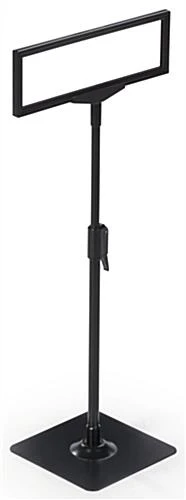 11” X 3.5” Tabletop Sign Holder, Height Adjustable, Top Insert Frame W/ Lens - Black