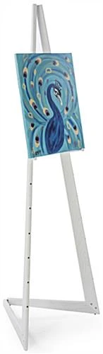Wood Easel For Floor With Bi-Fold Design, Adjustable Pegs With 8 Set Heights - White - Image 2