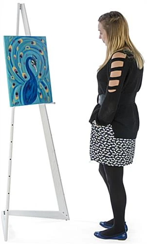 Wood Easel For Floor With Bi-Fold Design, Adjustable Pegs With 8 Set Heights - White - Image 5