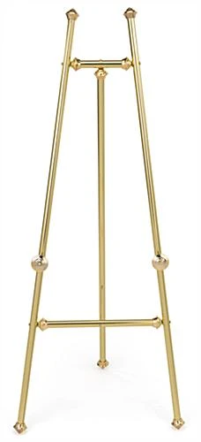 Metal Display Easel For Floor, Decorative Details, Fixed Pegs - Brass Finish - Image 2
