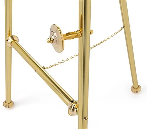 Metal Display Easel For Floor, Decorative Details, Fixed Pegs - Brass Finish - Image 4