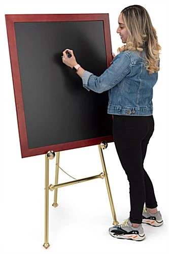 Metal Display Easel For Floor, Decorative Details, Fixed Pegs - Brass Finish - Image 5