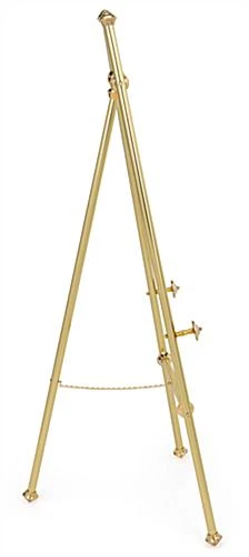 Metal Display Easel For Floor, Decorative Details, Fixed Pegs - Brass Finish - Image 6