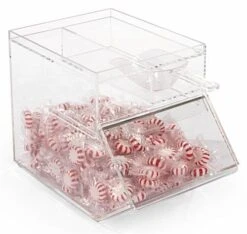 1 Gallon Acrylic Candy Bin W/ Slide-In Door & Scoop - Clear