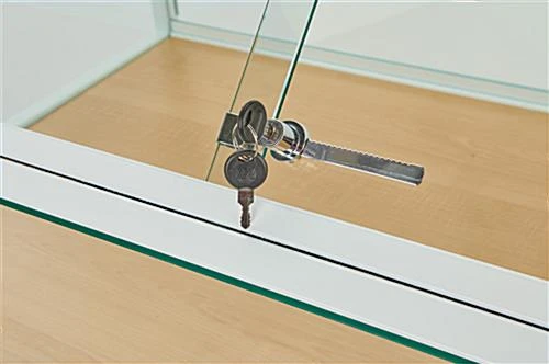 48"w Locking Display Table W/ Tempered Glass Canopy, Sliding Door, LED Light - White - Image 10