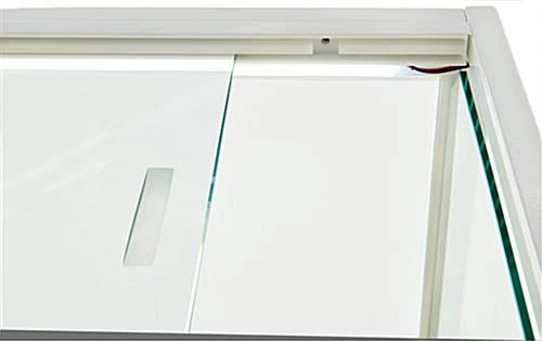 48"w Locking Display Table W/ Tempered Glass Canopy, Sliding Door, LED Light - White - Image 7
