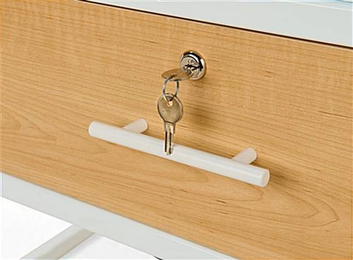 48"w Locking Display Table W/ Tempered Glass Canopy, Sliding Door, LED Light - White - Image 9