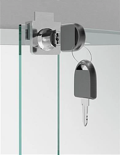 25" Glass Display Case W/ Top Lights, Wheels, Adjustable Shelves, Locking - Silver - Image 7