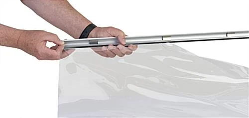 Vinyl Sneeze Shield With Aluminum Snap Rails, Ceiling Hanging - Clear - Image 6