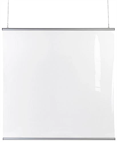 Vinyl Sneeze Shield With Aluminum Snap Rails, Ceiling Hanging - Clear - Image 2