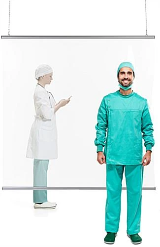 Vinyl Sneeze Shield With Aluminum Snap Rails, Ceiling Hanging - Clear - Image 7