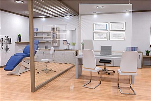 Vinyl Sneeze Shield With Aluminum Snap Rails, Ceiling Hanging - Clear - Image 8