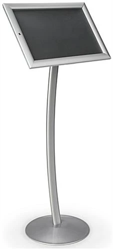 17 X 11 Outdoor Menu Stand For Floor, Locking Snap Open Frame, Curved Post - Silver - Image 2