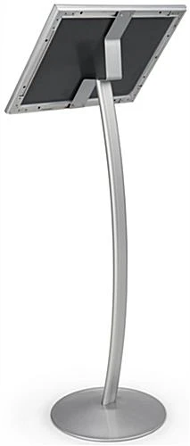 17 X 11 Outdoor Menu Stand For Floor, Locking Snap Open Frame, Curved Post - Silver - Image 3