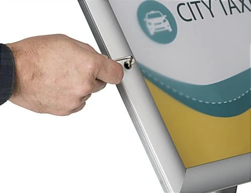 17 X 11 Outdoor Menu Stand For Floor, Locking Snap Open Frame, Curved Post - Silver - Image 5