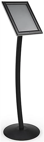 8.5 X 11 Outdoor Menu Floor Stand, Locking Snap Open Frame, Curved Post - Black - Image 2