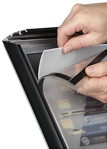 8.5 X 11 Outdoor Menu Floor Stand, Locking Snap Open Frame, Curved Post - Black - Image 4