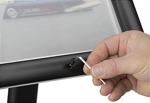 8.5 X 11 Outdoor Menu Floor Stand, Locking Snap Open Frame, Curved Post - Black - Image 5