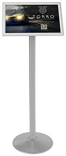 17 X 11 Menu Stand For Floor, Snap Open, Curved Post - Silver - Image 2