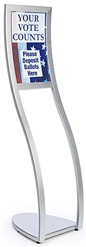 11 X 17 Sign Stand For Floor, Top Insert, S-shaped Curve - Silver