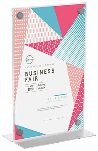 Workshop Series 11β X 17β Acrylic Sign Holder With Silver Standoffs - Clear - Image 2