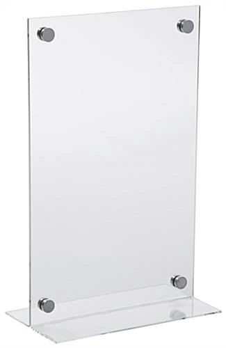 Workshop Series 11β X 17β Acrylic Sign Holder With Silver Standoffs - Clear