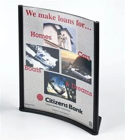 8.5 X 11 Sign Holder For Tabletop With Concave Design, Top Insert - Black