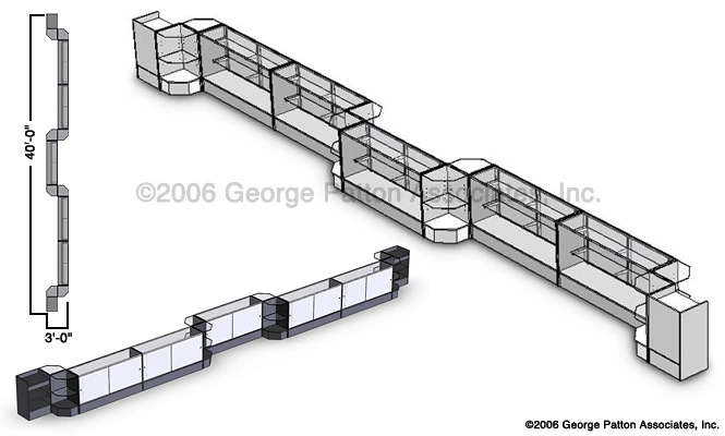Store Counter Configuration W/ 15 Components, Tempered Glass Shelves & Black Finish