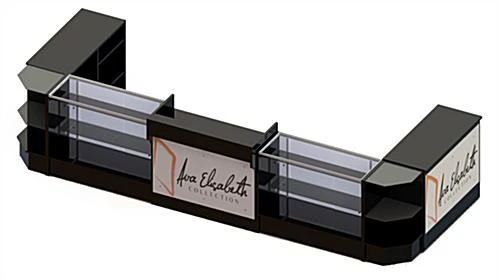 Black Store Counter Configuration W/ 7 Components, Custom Printed Graphic Panels