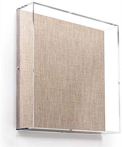 17 X 17 Wall Mounted Exhibit Case W/ Linen Backing, Acrylic Vitrine - Tan - Image 2
