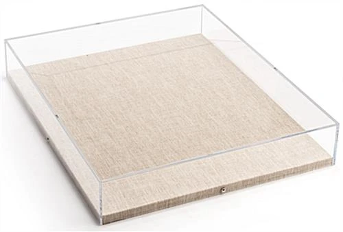 16 X 20 Wall Mounted Exhibit Case W/ Linen Backing, Acrylic Vitrine - Tan - Image 4