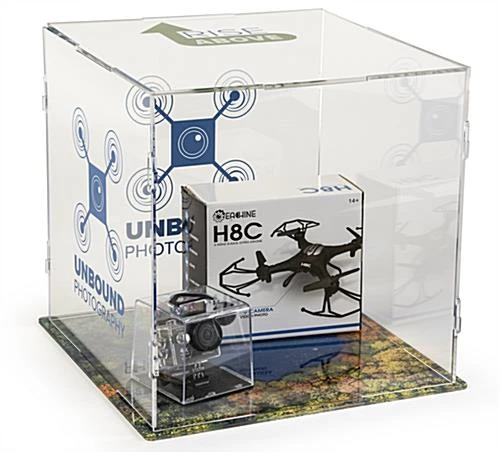 15 X 15 Countertop Display Case, Collapsible, Acrylic, Custom Graphics - Clear