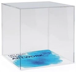 12 X 12 Square Countertop Display Case W/ Lift-Off Top & Custom Printing - White Base